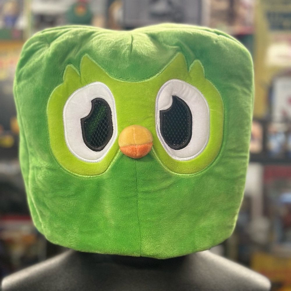 Green Plush Duolingo Duo the Owl Mask
